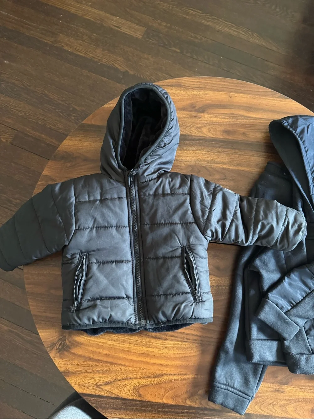 Body Glove Kids 3 piece black winter set with Hooded Puffer Jacket